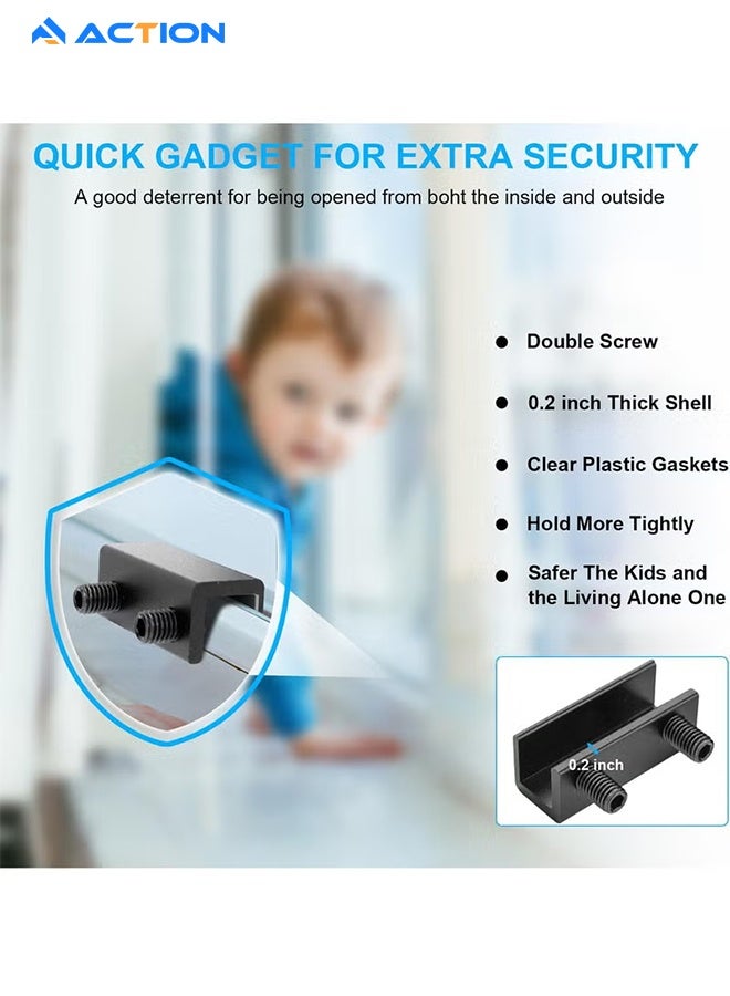 ACTION Window Locks,4 Pack Sliding Window Locks With Key For Vertical & Horizontal Sliding Windows Doors, Easy To Install, Adjustable Security Window Lock For Patio Bedroom Home And Office (Black) - Image 5